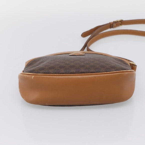 CELINE Macadam Shoulder Bag PVC Brown Gold Tone Auth 207831