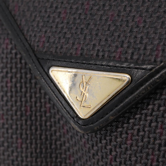 Saint Laurent Shoulder Bag PVC Canvas Black Gold Auth 207833