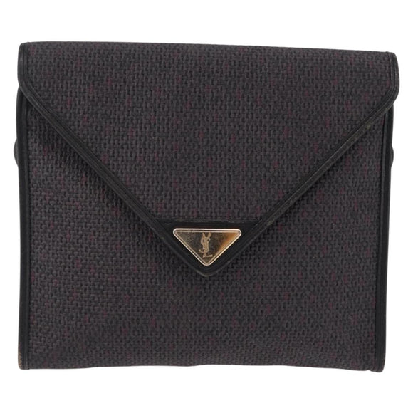 Saint Laurent Shoulder Bag PVC Canvas Black Gold Auth 207833