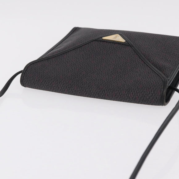 Saint Laurent Shoulder Bag PVC Canvas Black Gold Auth 207833