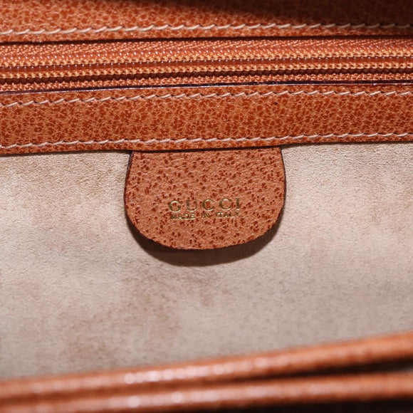 GUCCI Business Bag Leather Brown Gold Auth 207834