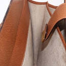 GUCCI Business Bag Leather Brown Gold Auth 207834-25