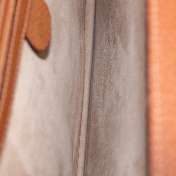 GUCCI Business Bag Leather Brown Gold Auth 207834