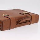 GUCCI Business Bag Leather Brown Gold Auth 207834-6