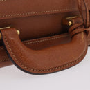 GUCCI Business Bag Leather Brown Gold Auth 207834-7