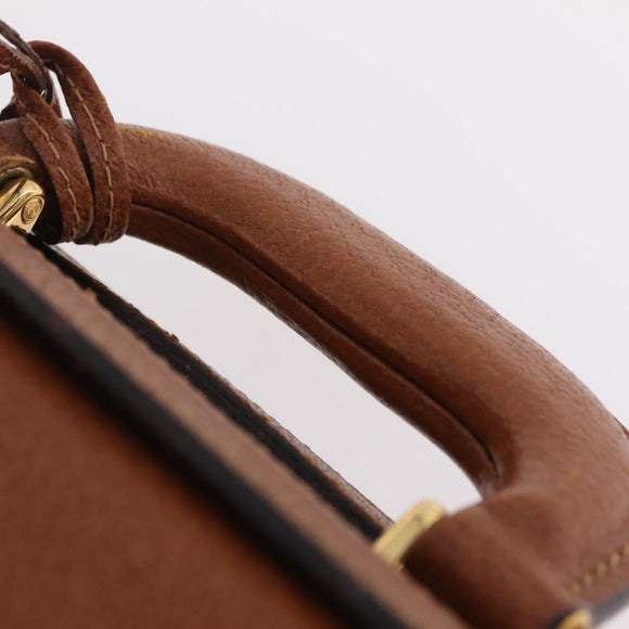 GUCCI Business Bag Leather Brown Gold Auth 207834