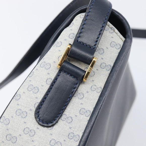 GUCCI Micro GG Supreme Shoulder Bag PVC Navy Gold 007 58 0074 Auth 207839