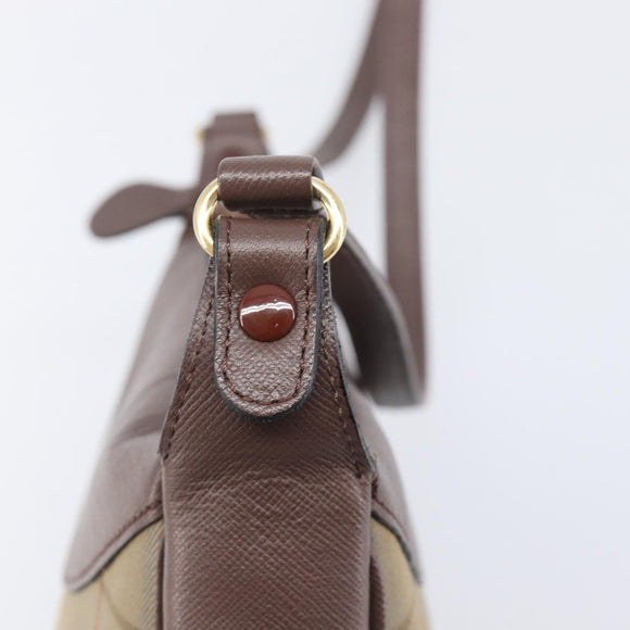 Burberrys Nova Check Shoulder Bag Canvas Brown Gold Auth 207840V