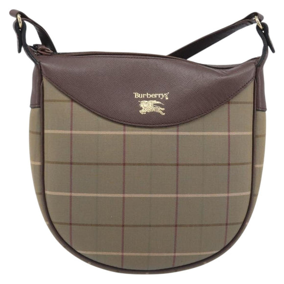Burberrys Nova Check Shoulder Bag Canvas Brown Gold Auth 207840V