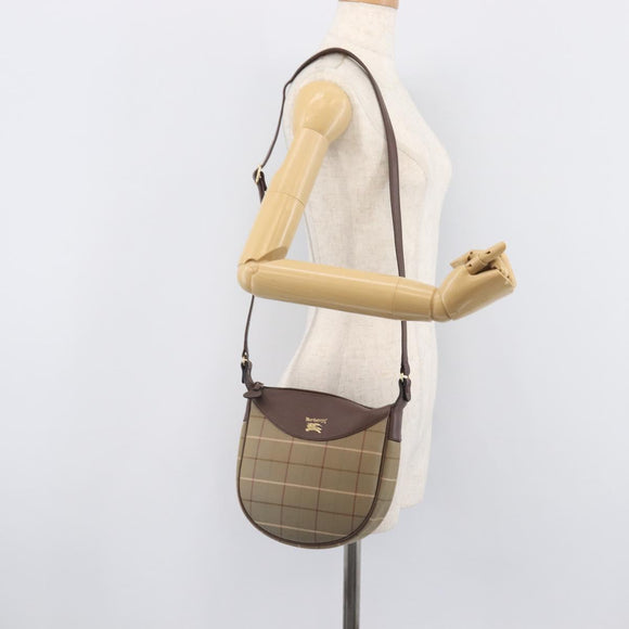 Burberrys Nova Check Shoulder Bag Canvas Brown Gold Auth 207840V