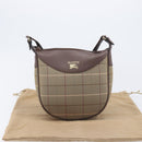 Burberrys Nova Check Shoulder Bag Canvas Brown Gold Auth 207840V-12