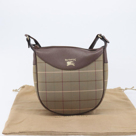Burberrys Nova Check Shoulder Bag Canvas Brown Gold Auth 207840V