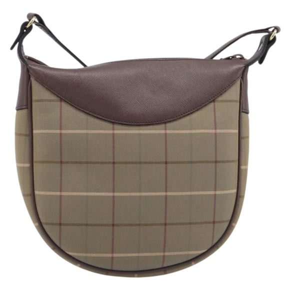 Burberrys Nova Check Shoulder Bag Canvas Brown Gold Auth 207840V