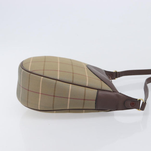 Burberrys Nova Check Shoulder Bag Canvas Brown Gold Auth 207840V