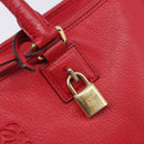 LOEWE Amazona 36 Hand Bag Leather Red Gold Auth 207843-15
