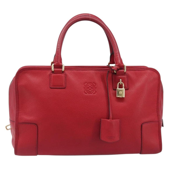 LOEWE Amazona 36 Hand Bag Leather Red Gold Auth 207843