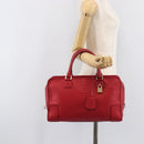 LOEWE Amazona 36 Hand Bag Leather Red Gold Auth 207843-25