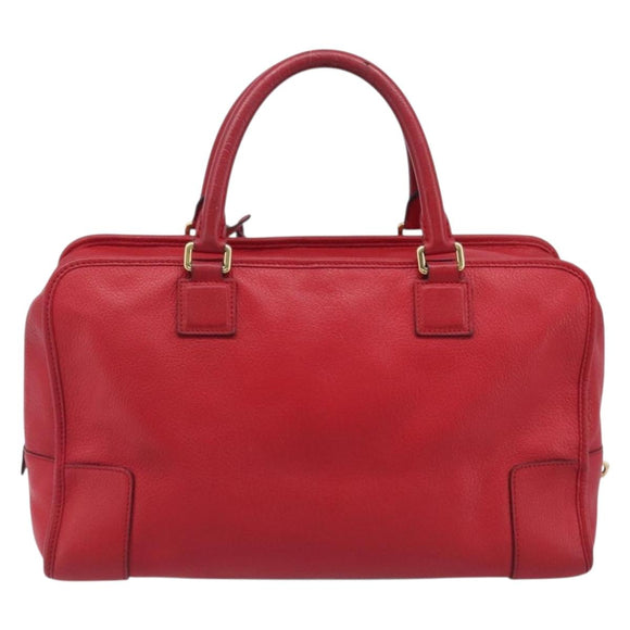 LOEWE Amazona 36 Hand Bag Leather Red Gold Auth 207843