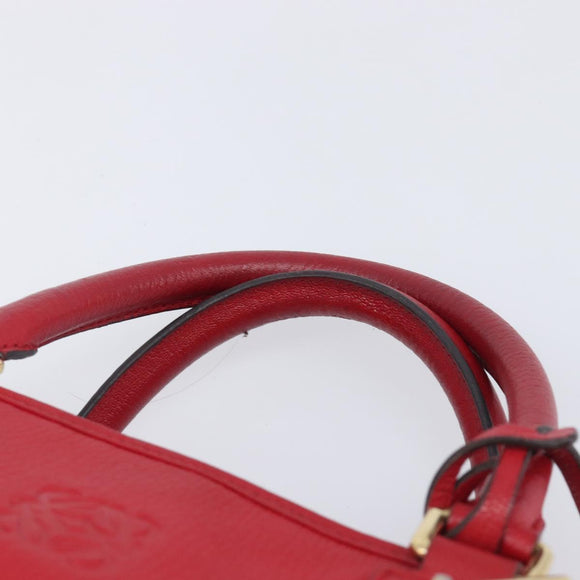 LOEWE Amazona 36 Hand Bag Leather Red Gold Auth 207843