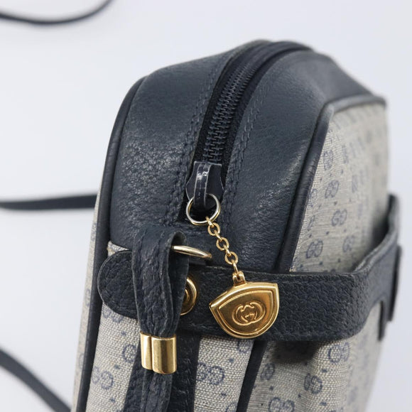 GUCCI Micro GG Supreme Shoulder Bag PVC Navy Gold 007 084 0423 Auth 207844