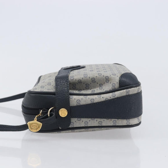 GUCCI Micro GG Supreme Shoulder Bag PVC Navy Gold 007 084 0423 Auth 207844