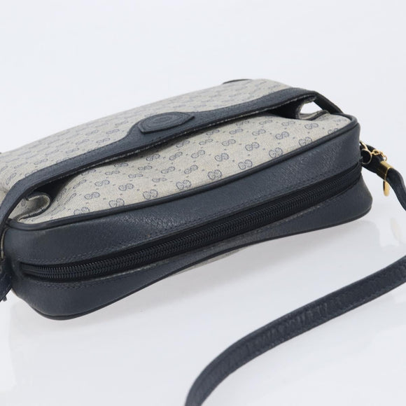 GUCCI Micro GG Supreme Shoulder Bag PVC Navy Gold 007 084 0423 Auth 207844