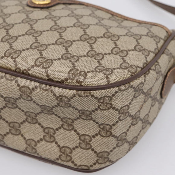 GUCCI GG Supreme Web Sherry Line Bag PVC Beige Gold 89 02 077 Auth 207845