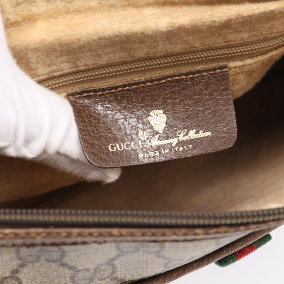 GUCCI GG Supreme Web Sherry Line Bag PVC Beige Gold 89 02 077 Auth 207845