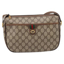 GUCCI GG Supreme Web Sherry Line Bag PVC Beige Gold 89 02 077 Auth 207845-2