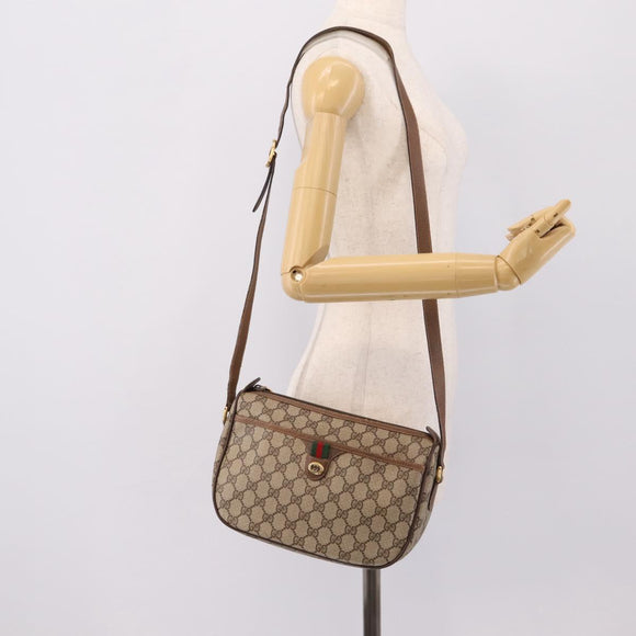 GUCCI GG Supreme Web Sherry Line Bag PVC Beige Gold 89 02 077 Auth 207845