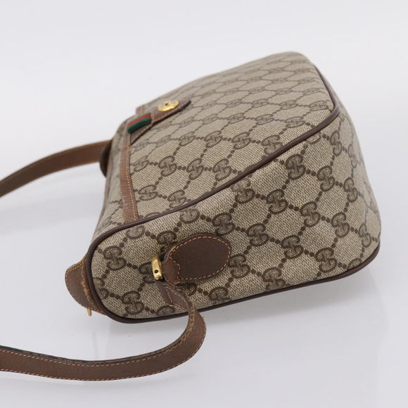 GUCCI GG Supreme Web Sherry Line Bag PVC Beige Gold 89 02 077 Auth 207845