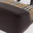 BURBERRY Nova Check Hand Bag Canvas Beige Gold Auth 207846A-11