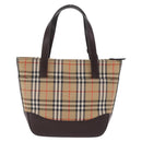 BURBERRY Nova Check Hand Bag Canvas Beige Gold Auth 207846A-3