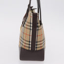 BURBERRY Nova Check Hand Bag Canvas Beige Gold Auth 207846A-4