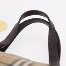 BURBERRY Nova Check Hand Bag Canvas Beige Gold Auth 207846A-8