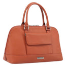 BURBERRY Hand Bag Leather Orange Silver Auth 207847A-1
