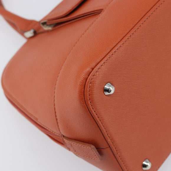 BURBERRY Hand Bag Leather Orange Silver Auth 207847A