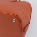 BURBERRY Hand Bag Leather Orange Silver Auth 207847A-15