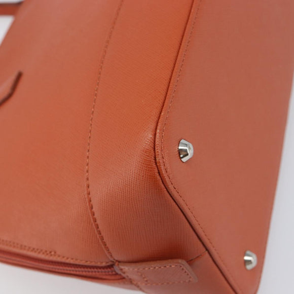 BURBERRY Hand Bag Leather Orange Silver Auth 207847A