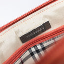 BURBERRY Hand Bag Leather Orange Silver Auth 207847A-11