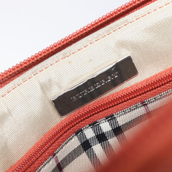 BURBERRY Hand Bag Leather Orange Silver Auth 207847A