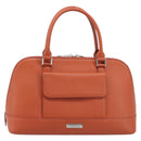 BURBERRY Hand Bag Leather Orange Silver Auth 207847A-13