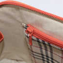 BURBERRY Hand Bag Leather Orange Silver Auth 207847A-21