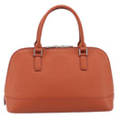 BURBERRY Hand Bag Leather Orange Silver Auth 207847A-2
