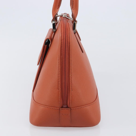 BURBERRY Hand Bag Leather Orange Silver Auth 207847A