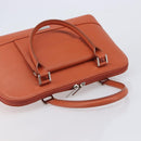BURBERRY Hand Bag Leather Orange Silver Auth 207847A-6