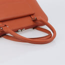 BURBERRY Hand Bag Leather Orange Silver Auth 207847A-7