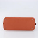 BURBERRY Hand Bag Leather Orange Silver Auth 207847A-5