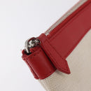 Balenciaga Navy Clip M Clutch Bag Canvas Beige Silver 373834 Auth 207852A-8