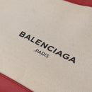 Balenciaga Navy Clip M Clutch Bag Canvas Beige Silver 373834 Auth 207852A-17
